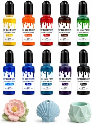 Produktbild von Farbpigmente Wasserbasiert, 10 Farben x 10 ml, für Gießen und Basteln