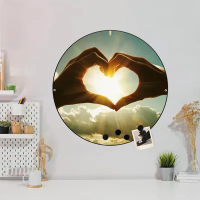Produktbild von Design Stahlmagnettafel Schwarz Rund 47cm Sonne im Herzen