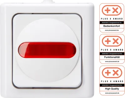 Immagine prodotto di Kopp 561602008, Interruttore a bilanciere, 1P, termoplastico, rosso, bianco, IP44, 250 V