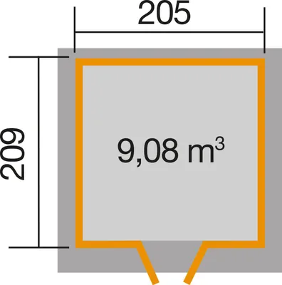 Produktbild von WEKA 227.2121.10400 Gartenhaus/Blockbohlenhaus Vinea mit Doppeltür ; Größe: 1 ; Farbgebung: Naturbelassen ; Wandstärke: 21 mm ; Maße (LxBxH): 209 cm x 205 cm x 217 cm ; Seitenwandhöhe: 207 cm