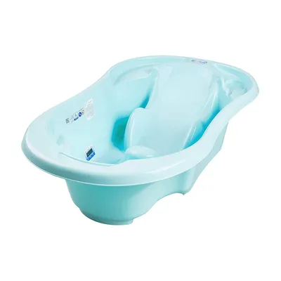 Produktbild von Anatomisch geformte Babybadewanne mit Auslauf KOMFORT 2in1 türkis