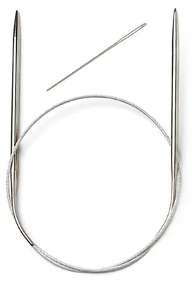 1 Edelstahl Rundstricknadel 80cm mit Stopfnadel, 2mm / 2,5 / 3 / 3,5 / 4 / 4,5 / 5 /