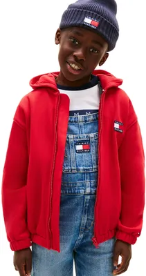 Productafbeelding van Tommy Hilfiger kinderhoodie, uni, met rits, Heritage Flag terry, rood