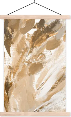 Produktbild von MuchoWow® Textilposter Farbe - Gold - Luxus 60x90 cm mit holzfarbenen Rahmen - Textil