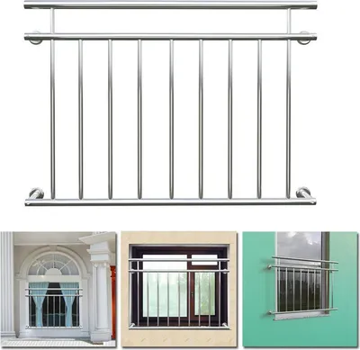 Image de XINZI Garde-corps en inox 128x90cm - Non démontable, monté au sol, avec 9 barreaux de remplissage, pour balcon/terrasse, garde-corps fiable