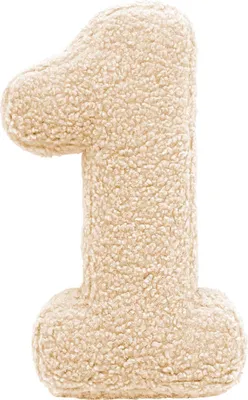 Produktbild von Kuschelweiches Zahlenkissen Zahl 1 wollweiss mit Schlaufe für Kinderzimmer