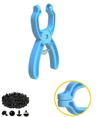 Produktbild von Haakwerkzeug mit Sicherheitsaugen - Sicherheitsaugen-Hakenwerkzeug - Werkzeug zum Einbau von Puppenaugen - DIY-Werkzeug zum Befestigen von Sicherheitsaugen - Für das Basteln von Hakenarbeit, das Einbau von Plüschpuppen - Blau