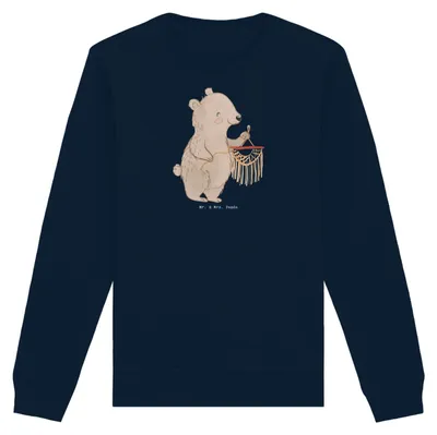 Produktbild von Mr. & Mrs. Panda Baumwoll Pullover Bär Makramee Größe L - French Navy - Geschenk, Sweater, Bio, Pulli, Basteln mit, Sweatshirt