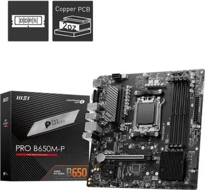 Immagine prodotto di Scheda madre, MSI PRO B650M-P, AMD Ryzen AM5, chipset B650, Micro-ATX, PCIe 4.0