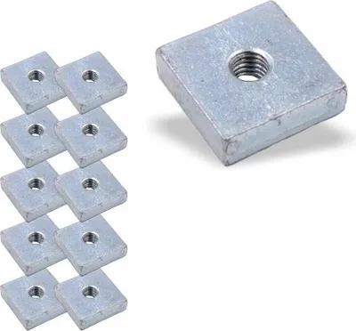 Produktbild von 10x Nutenstein | Gewindeplatte 20x20x6 mm M6 Gewinde mittig | Stahl galvanisch verzinkt