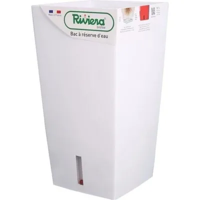 Image de RIVIERA Eva Nouveau pot de fleurs carré en plastique - 28 x 28 x H 52 cm - 31 L - Blanc