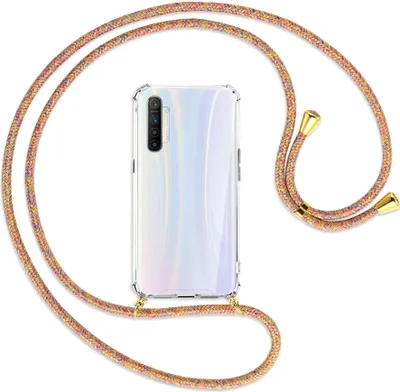 Produktbild von Handykette Backcover-Schutzhülle mit Band (Metall goldfarben) für Realme XT / XT 730G / X2 - Rainbow