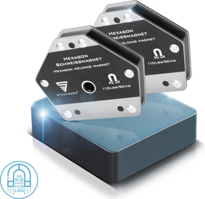 Produktbild von STAHLWERK Hexagon Schweißmagnet, Leistungsstarker Magnet 50 kg Haftkraft 2er Set