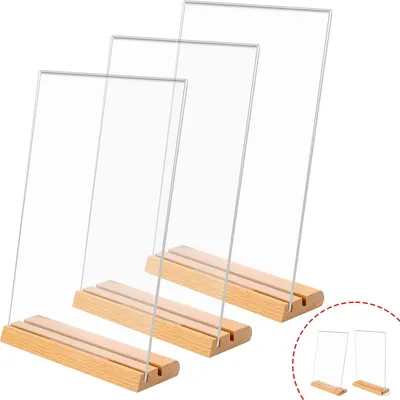 Productafbeelding van Famanu A4 bureauorganizer met houten voet - set van 3
