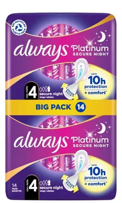 Produktbild von Always Ultra Damenbinden, 14 Stück, "Secure Night" – für sicheren Schutz über Nacht