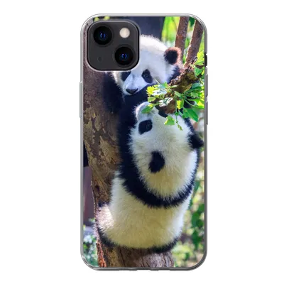 Produktbild von MuchoWow® Handyhülle Schutzhülle Hülle für iPhone 13 Pandas - Baum - Natur Silikon Softcase Handy Hülle - Karteninhaber