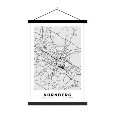 Produktbild von MuchoWow® Textilposter Mainz - Karte - Stadtplan - Deutschland 60x90 cm mit schwarzem Rahmen - Poster Wohnzimmer