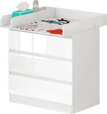 Produktbild von Baby-Aufwärm- und Pflegetisch - Ladekast mit 3 Lademöglichkeiten - Weiß - 80x48x78cm