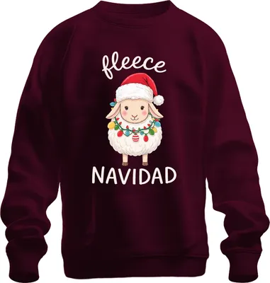 Zdjęcie produktu dla polar NAVIDAD urocza owieczka świąteczne światełka Mikołaj bluza uni , bordowy, 3XL