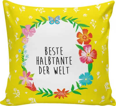 Produktbild von Mr. & Mrs. Panda kissen für sofa Halbtante - Weiß - Geschenk, Polster, Sofakissen, kuschelkissen 40x40, Tante, beste, Stief, Stieftante