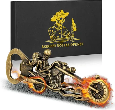 Productafbeelding van Skelet flesopeners - Vaders geschenken voor verjaardag - Halloween en kerst - Bronzen schedel motorfiets geschenken