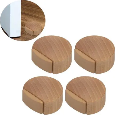 Produktbild von Holzdeurstößer - 4 Stück - Holz - Kinder- und Vaterbeistand - Vordermannsicherung - Fingerbeschutzung - Holzfarbe