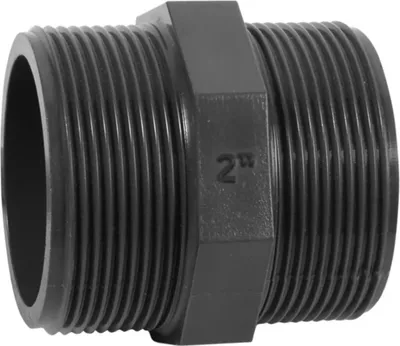Produktbild von HAF 1x PVC Fittings Doppelnippel mit 2" | Außengewinde x Außengewinde | 2 Zoll x 2 Zoll | Verbinder aus grauem PVC | PN16 für Verrohrung