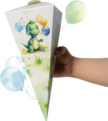 Produktbild von Mini Schultüte für Geschwister – Dino Design, Ideale Zuckertüte Jungen oder Mädchen, perfekt für Süßigkeiten | Kleine Schultüte für Schwester oder Bruder