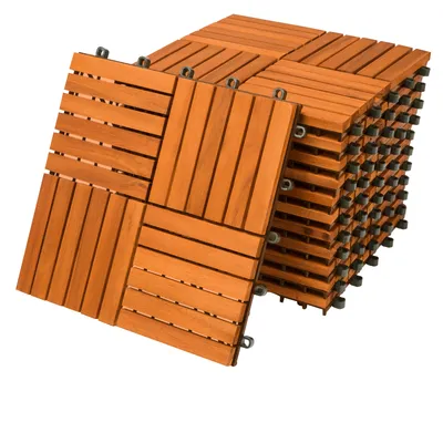 Produktbild von Casaria Holzfliesen FSC®-zertifiziertes Akazien- oder Eukalyptusholz Terrassenfliesen Klickfliesen 30x30cm Garten Balkon, Model:11x Akazie quattro Mosaik
