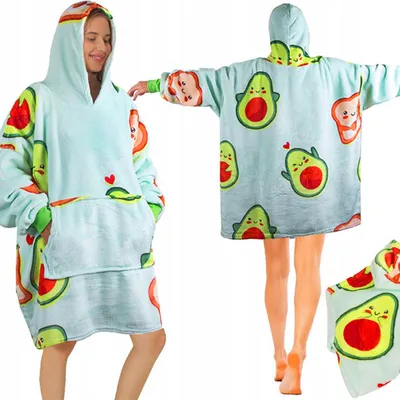 Obrázok produktu pre XXL Avokádová Huňatá Mikina-Kočíkový Pléd s Kapucňou 2v1