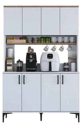 Image de Armoire multifonction en Bois MDF blanc et noyer - L 120 × P 40 × H 187,2 cm