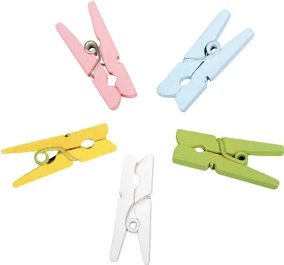 Obrázok produktu pre Rayher 56785000 20x drevené klipy farebné mini