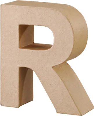 Produktbild von Pappmaché Buchstabe "R" ca. 17,5 cm hoch, 5,5 cm dick