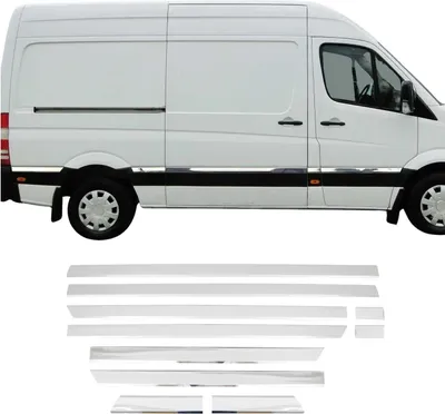 Image de Baguette de porte latérale pour Mercedes Sprinter W906 2006-2018 L3 empattement moyen chrome 10x