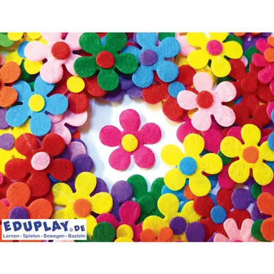 Produktbild von EDUPLAY 370158 Bunte Filz-Blumen 100er Set