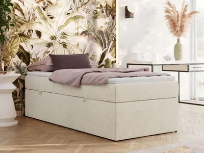 Obrázek produktu pro Kontinentální postel bez čela postele ZERO 90x200 - Středně tvrdé (H3) Multipocket | Béžová Strukturovaná látka - Topper Visco