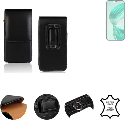 Produktbild von K-S-Trade Holster Gürteltasche Handy Hülle Schutzhülle kompatibel mit Honor X8b Handyhülle Leder schwarz, 1x
