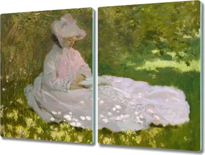 Produktbild von Coloray Hackbrett Kochplattenabdeckung Herdabdeckplatte 2x40x52 cm Schneidebrett Küchenbrett - Frühling Monet