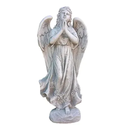 Produktbild von Schöner Engel betend Figur für den Garten aus Steinguss Neu Frostfest Witterungsbeständig, Gartenfigur Steinfigur zur Dekoration PO-839