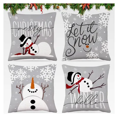 Produktbild von Weihnachtliche Kissenbezüge, 4 Stück, 45x45 cm, Zierkissenbezüge für Wohnzimmer und Schlafzimmer