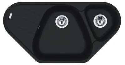 Produktbild von FRANKE Spüle ANTEA AZG 661-96 E in BLACK MATT mit Excenterbedienung Drehknopf Chrom / Ausschnitt nach Schablone / Granitspüle
