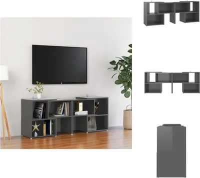 Produktbild von vidaXL TV-Schrank Hochglanz-Grau 104x30x52cm Holzwerkstoff -  TV-Möbel