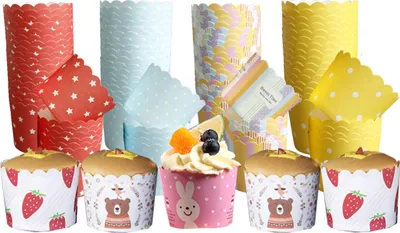 Image de CANDeal 100 pièces moules à muffins en papier résistant, grand Ø 5 cm, moules à muffins / cupcakes, Couleur aléatoire
