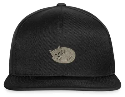 Produktbild von Spreadshirt Schlafende Katze Bestickt Snapback Cap, One size, Schwarz/Schwarz