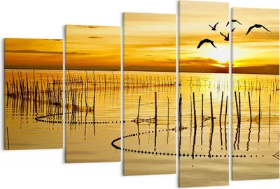 Produktbild von Bild auf Leinwand - Leinwandbild - See Vogel Wasser - 150x100cm - Wand Bild - Wanddeko - Leinwanddruck - Bilder - Kunstdruck - Wanddekoration - Leinwand bilder - Wandkunst - EG150x100-3616