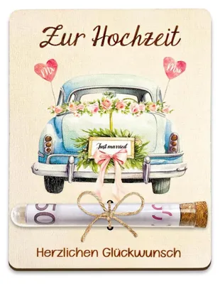 Produktbild von Kreative Geldgeschenkidee für eine Hochzeit mit einer Holzkarte