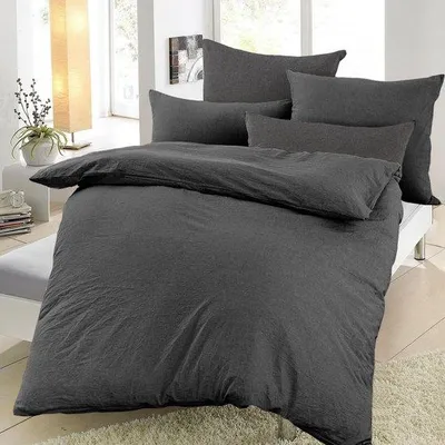Produktbild von Unyqoos® Soft Baumwoll-Bettwäscheset mit Bettbezug und Kissenbezug aus Anthrazit