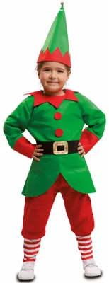 Imagen del producto de Disfraz de elfo para niños, disfraz de elfo navideño, color verde y rojo, talla 98/110 (3-4 años)