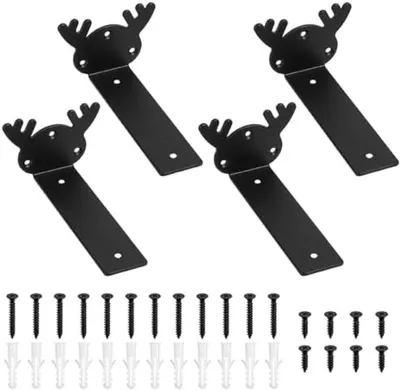 Produktbild von PolkaHome® 4 Stück schwebende Regalträger, schwarze L-förmige Wandhalterung aus Massivstahl, 150 mm Länge, max. 20 kg Belastung