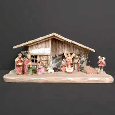 Produktbild von Holzkrippe graubraun OHNE FIGUREN 45 cm
